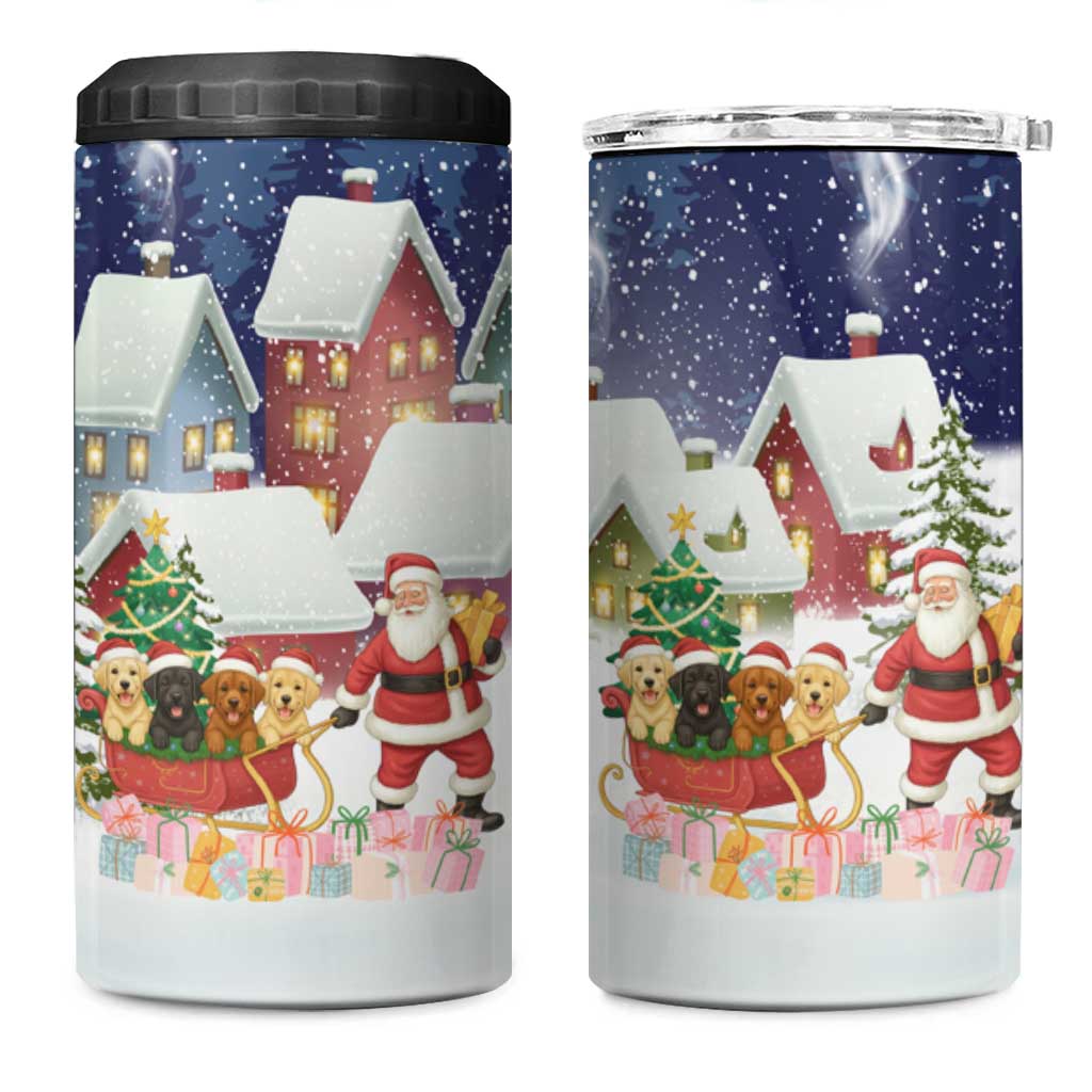 Labrador Retriever Santa Sled Christmas 4 in 1 Can Cooler Tumbler Funny Xmas Holiday Patterns - Wonder Print Shop