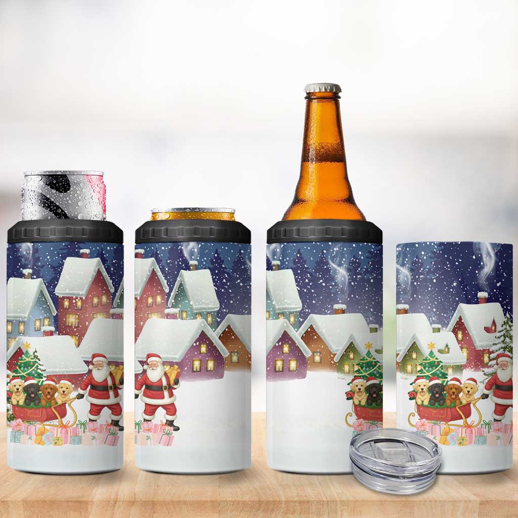 Labrador Retriever Santa Sled Christmas 4 in 1 Can Cooler Tumbler Funny Xmas Holiday Patterns - Wonder Print Shop