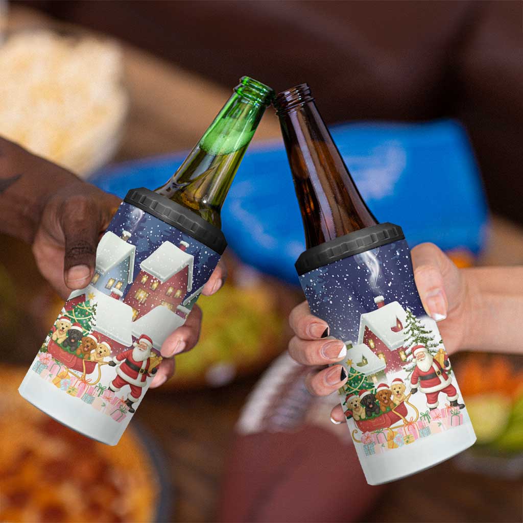 Labrador Retriever Santa Sled Christmas 4 in 1 Can Cooler Tumbler Funny Xmas Holiday Patterns - Wonder Print Shop