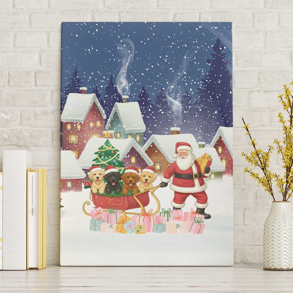 Labrador Retriever Santa Sled Christmas Canvas Wall Art Funny Xmas Holiday Patterns - Wonder Print Shop