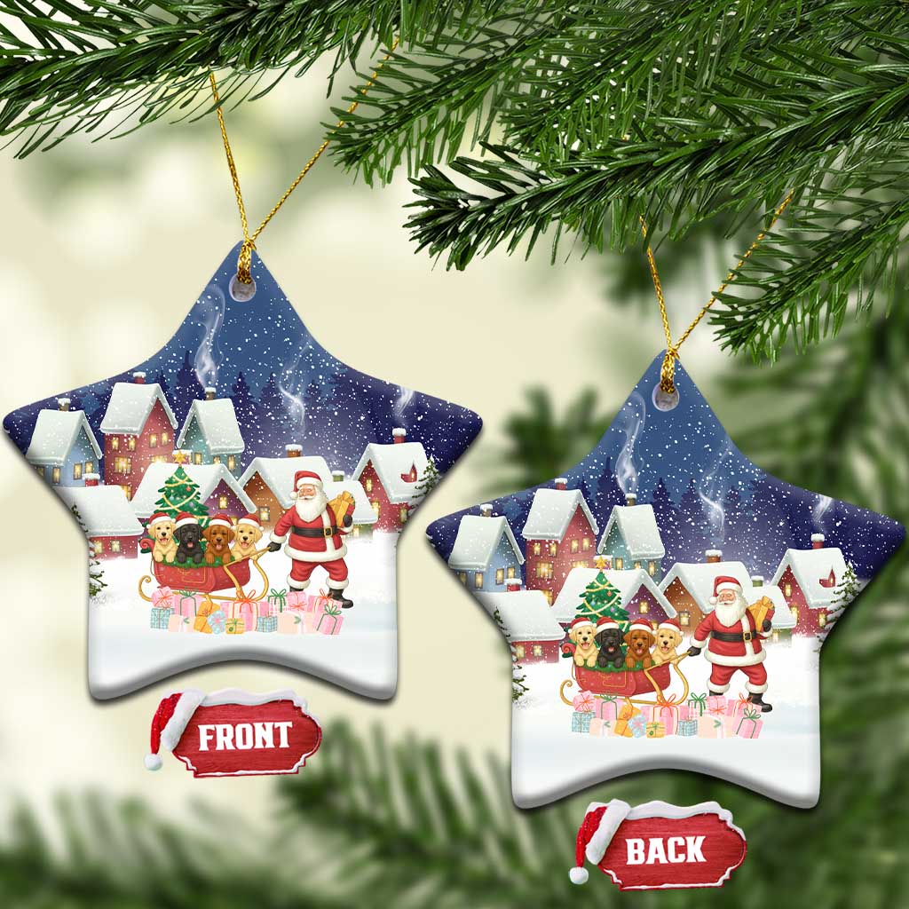 Labrador Retriever Santa Sled Christmas Ceramic Ornament Funny Xmas Holiday Patterns - Wonder Print Shop