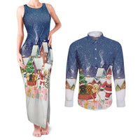 Labrador Retriever Santa Sled Christmas Couples Matching Tank Maxi Dress and Long Sleeve Button Shirt Funny Xmas Holiday Patterns - Wonder Print Shop