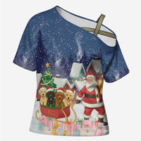 Labrador Retriever Santa Sled Christmas Cross Shoulder Shirt Funny Xmas Holiday Patterns - Wonder Print Shop