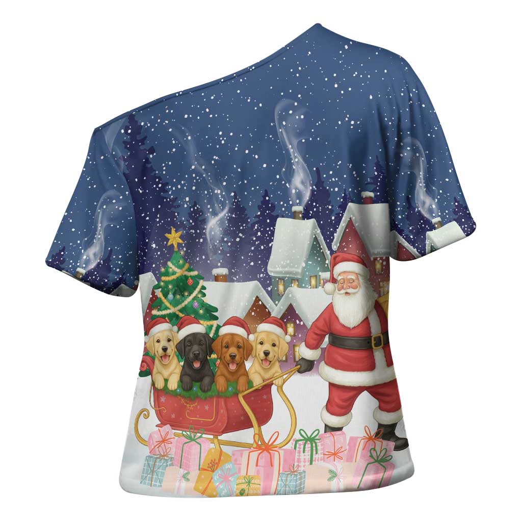 Labrador Retriever Santa Sled Christmas Cross Shoulder Shirt Funny Xmas Holiday Patterns - Wonder Print Shop