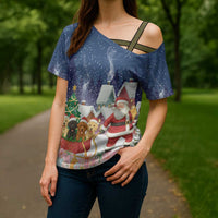 Labrador Retriever Santa Sled Christmas Cross Shoulder Shirt Funny Xmas Holiday Patterns - Wonder Print Shop