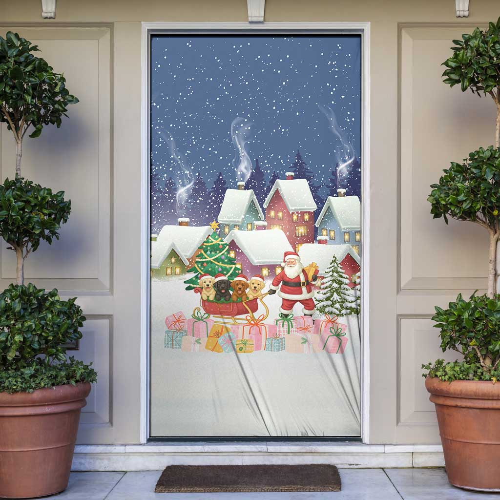 Labrador Retriever Santa Sled Christmas Door Cover Funny Xmas Holiday Patterns - Wonder Print Shop