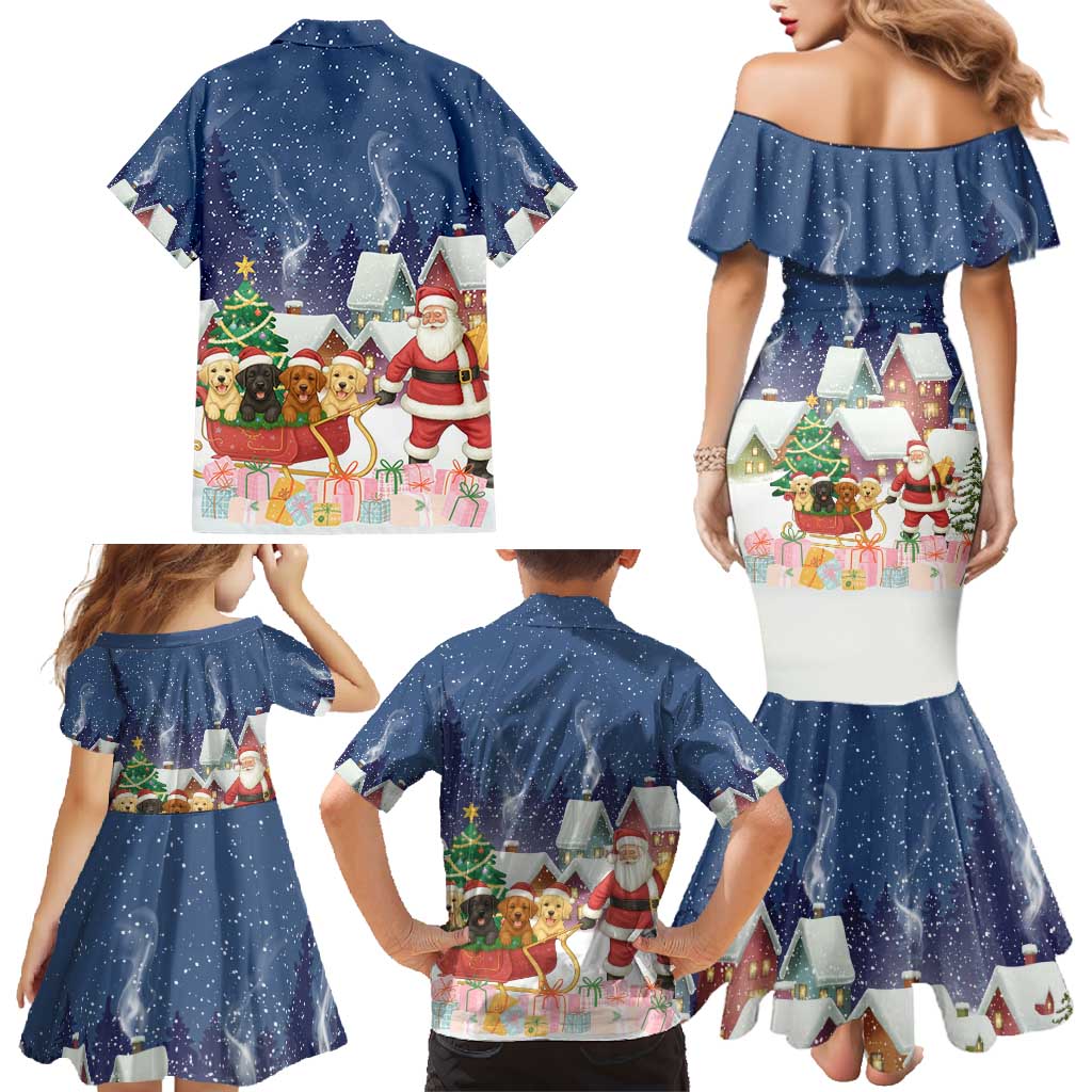 Labrador Retriever Santa Sled Christmas Family Matching Mermaid Dress and Hawaiian Shirt Funny Xmas Holiday Patterns - Wonder Print Shop