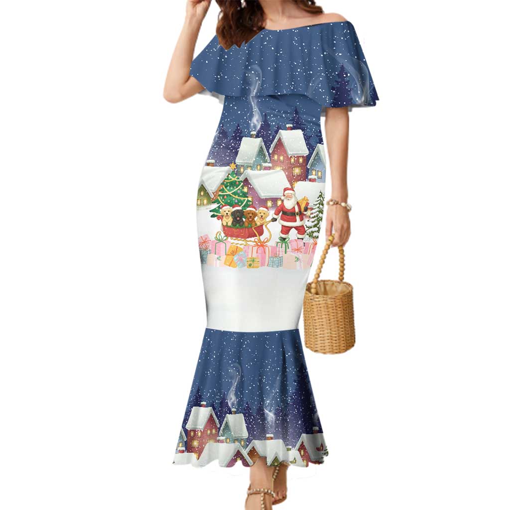Labrador Retriever Santa Sled Christmas Family Matching Mermaid Dress and Hawaiian Shirt Funny Xmas Holiday Patterns - Wonder Print Shop