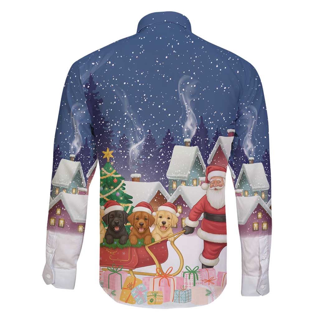 Labrador Retriever Santa Sled Christmas Family Matching Off Shoulder Short Dress and Hawaiian Shirt Funny Xmas Holiday Patterns - Wonder Print Shop