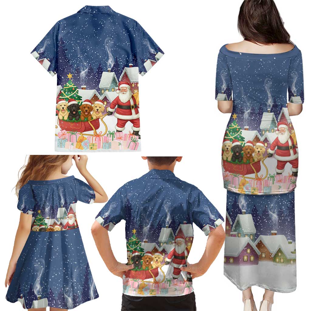 Labrador Retriever Santa Sled Christmas Family Matching Puletasi and Hawaiian Shirt Funny Xmas Holiday Patterns - Wonder Print Shop