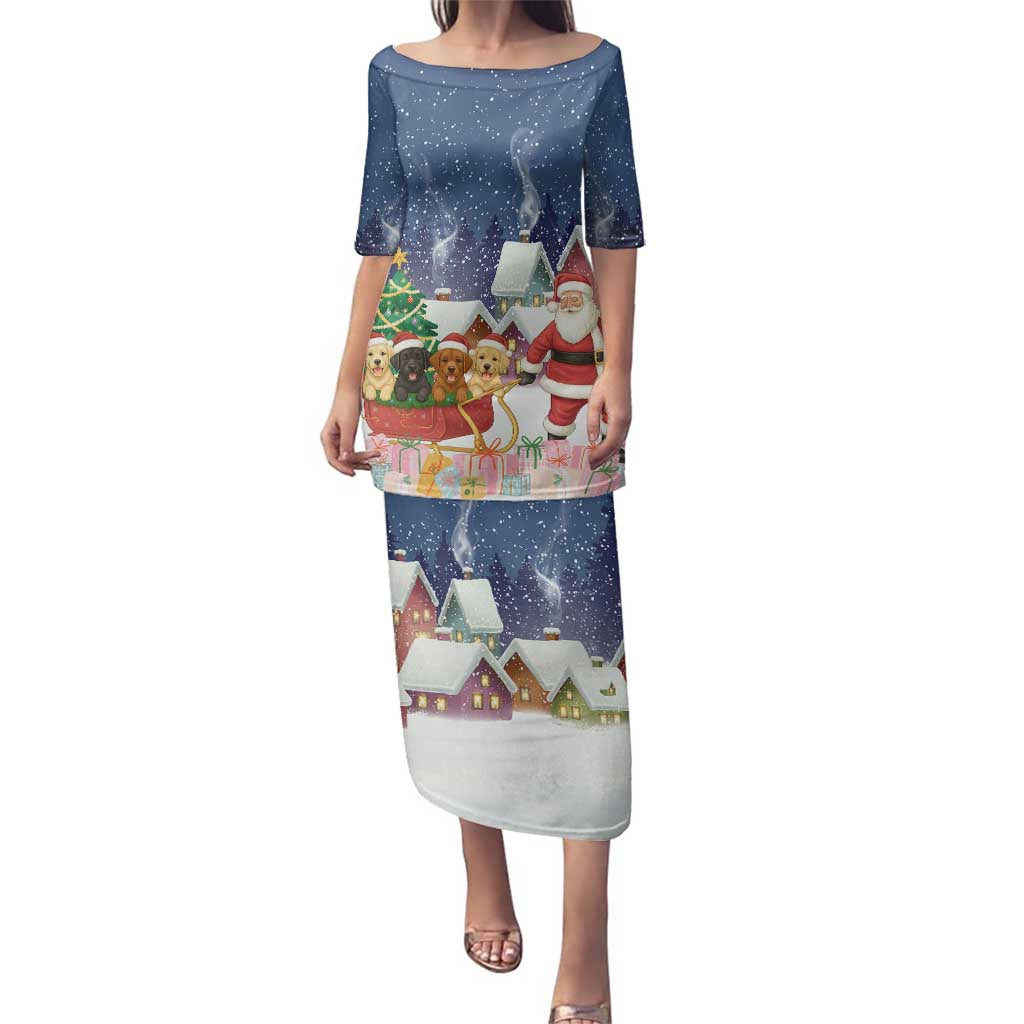 Labrador Retriever Santa Sled Christmas Family Matching Puletasi and Hawaiian Shirt Funny Xmas Holiday Patterns - Wonder Print Shop