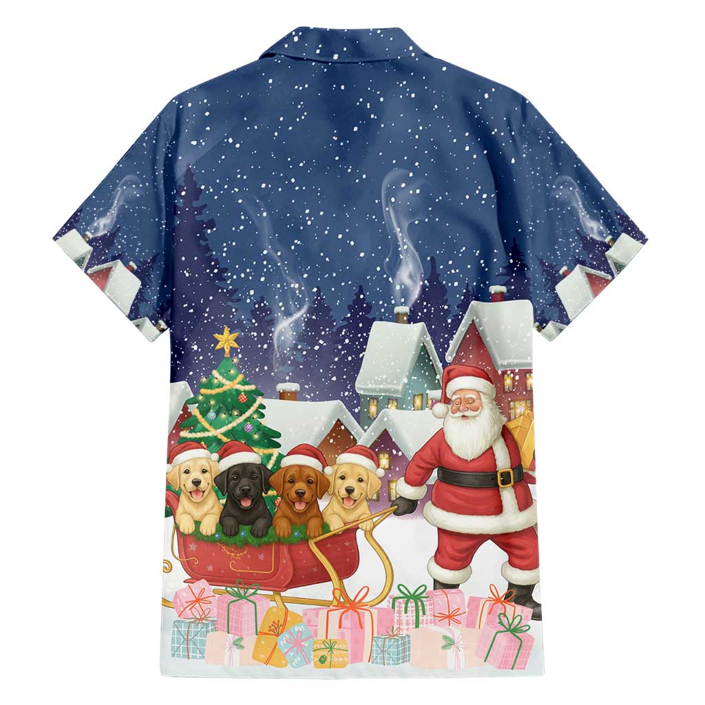 Labrador Retriever Santa Sled Christmas Family Matching Short Sleeve Bodycon Dress and Hawaiian Shirt Funny Xmas Holiday Patterns - Wonder Print Shop