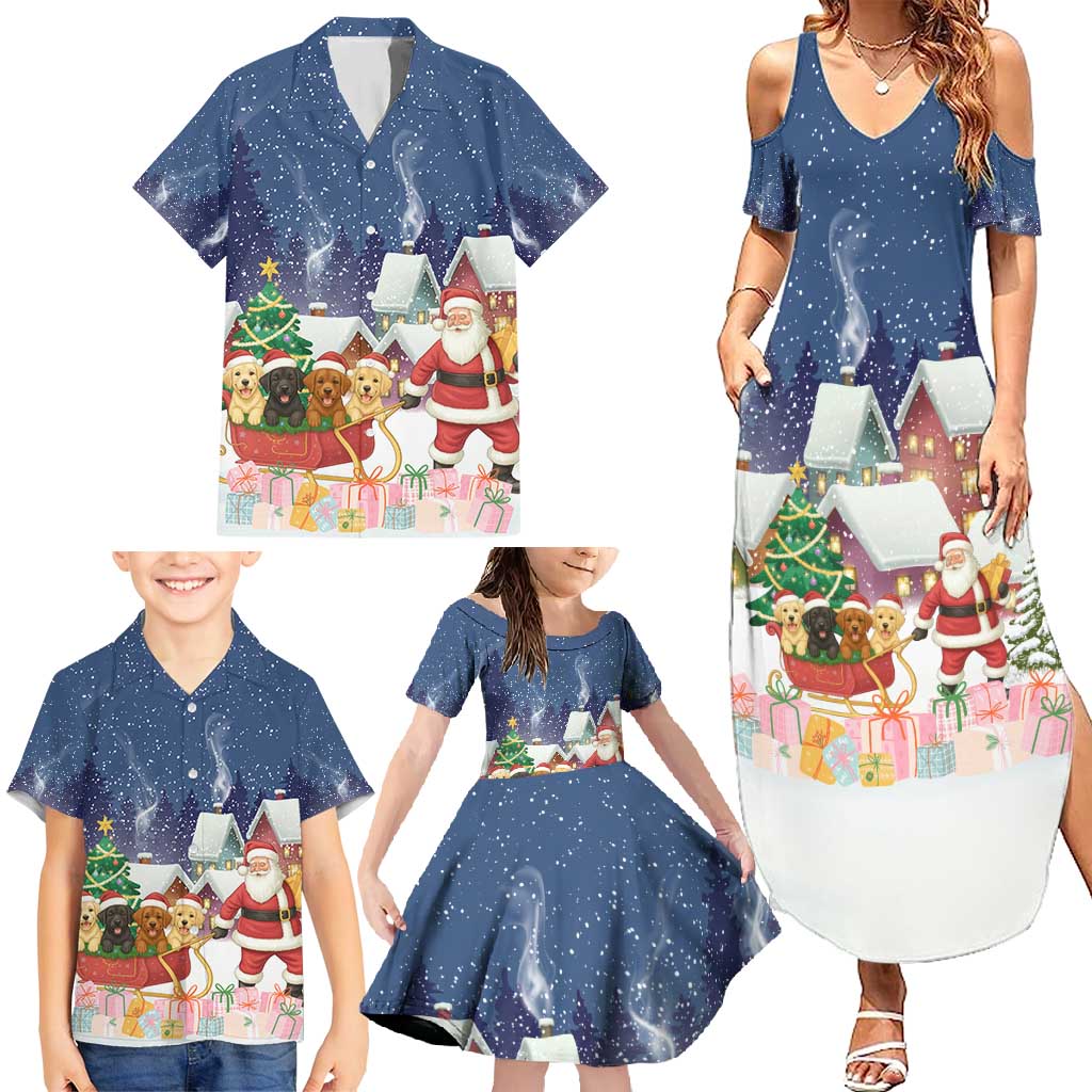 Labrador Retriever Santa Sled Christmas Family Matching Summer Maxi Dress and Hawaiian Shirt Funny Xmas Holiday Patterns - Wonder Print Shop