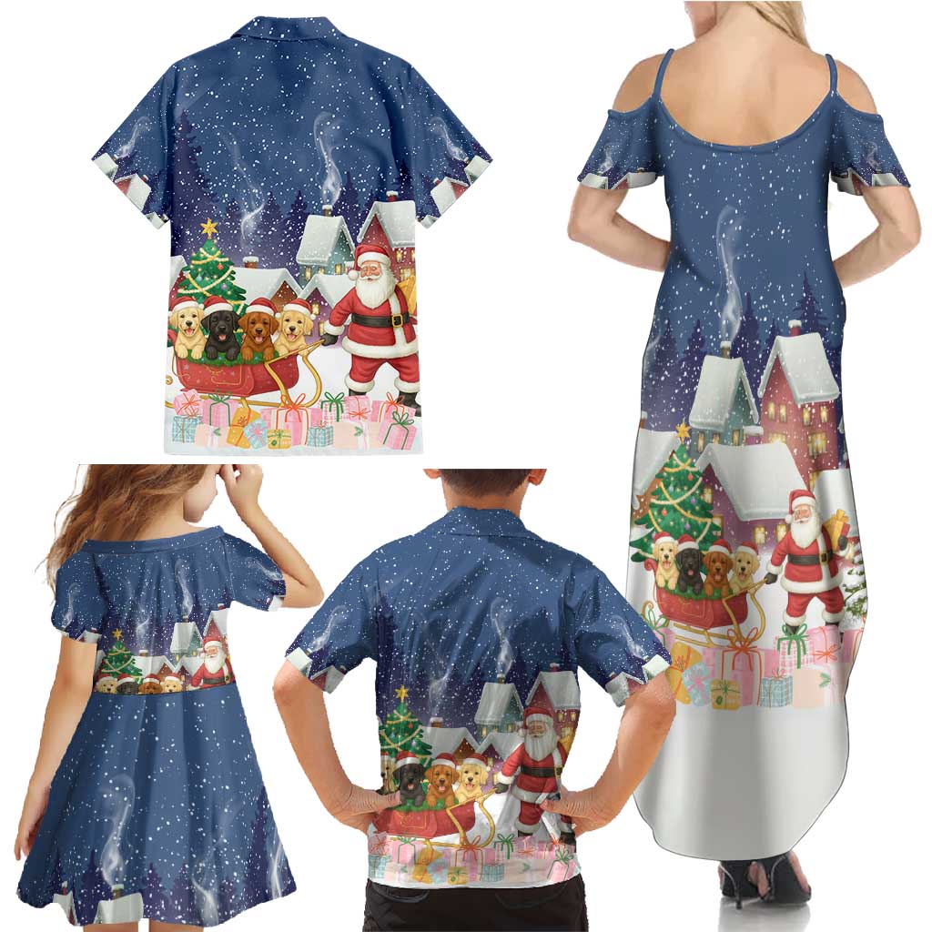 Labrador Retriever Santa Sled Christmas Family Matching Summer Maxi Dress and Hawaiian Shirt Funny Xmas Holiday Patterns - Wonder Print Shop