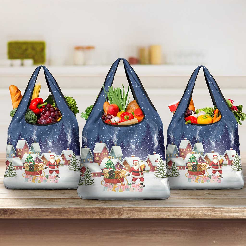 Labrador Retriever Santa Sled Christmas Grocery Bag Funny Xmas Holiday Patterns - Wonder Print Shop