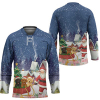 Labrador Retriever Santa Sled Christmas Hockey Jersey Funny Xmas Holiday Patterns - Wonder Print Shop