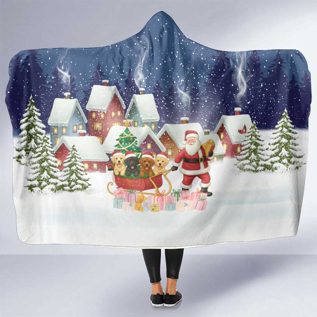Labrador Retriever Santa Sled Christmas Hooded Blanket Funny Xmas Holiday Patterns - Wonder Print Shop