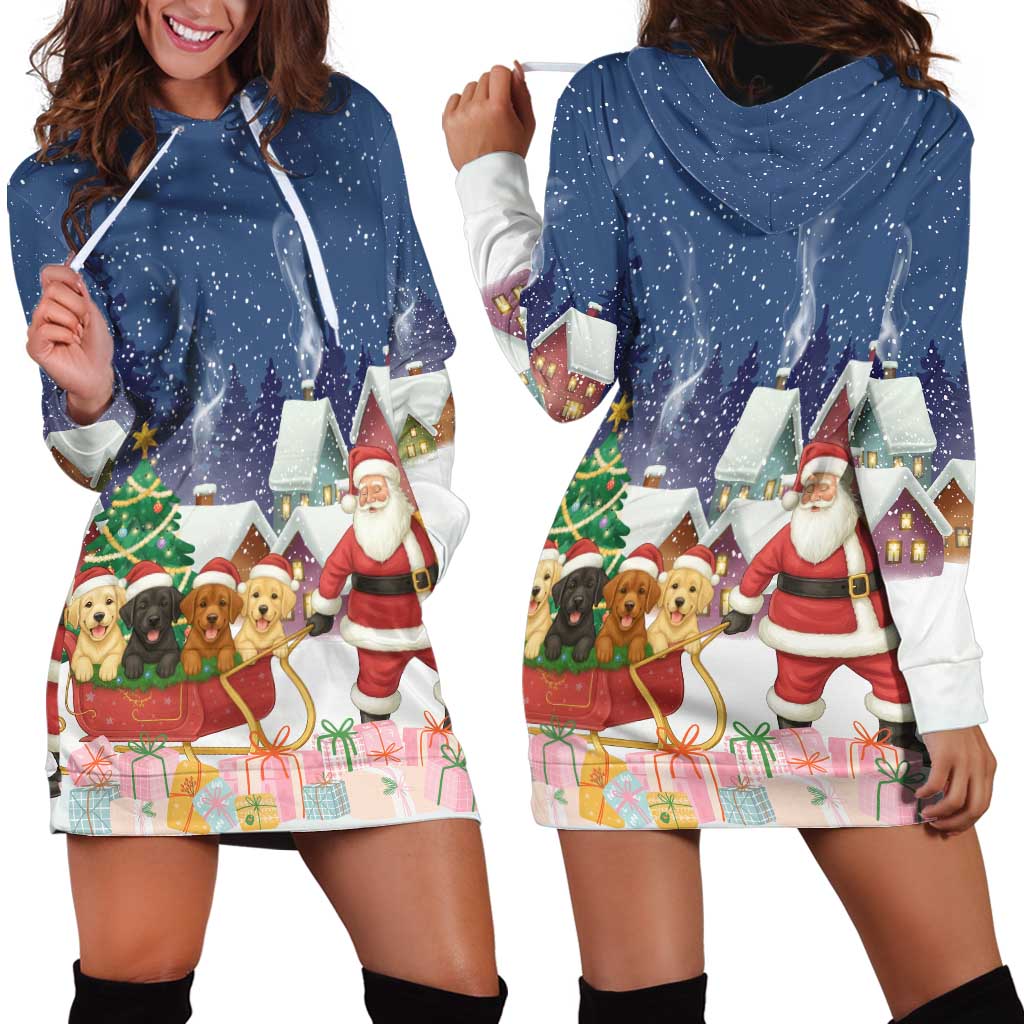 Labrador Retriever Santa Sled Christmas Hoodie Dress Funny Xmas Holiday Patterns - Wonder Print Shop