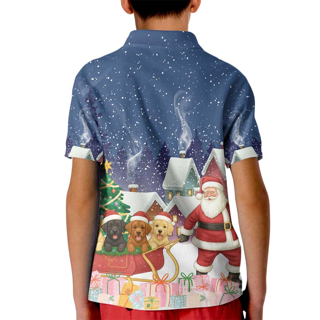 Labrador Retriever Santa Sled Christmas Kid Polo Shirt Funny Xmas Holiday Patterns - Wonder Print Shop