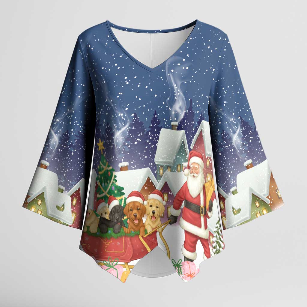 Labrador Retriever Santa Sled Christmas Kimono Sleeve Blouse Funny Xmas Holiday Patterns - Wonder Print Shop