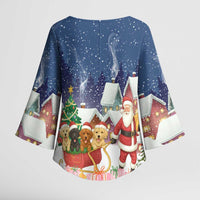 Labrador Retriever Santa Sled Christmas Kimono Sleeve Blouse Funny Xmas Holiday Patterns - Wonder Print Shop