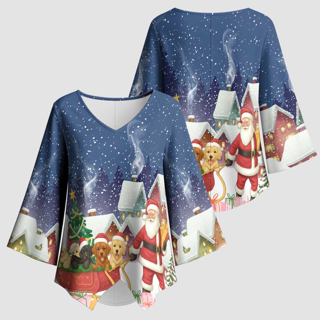 Labrador Retriever Santa Sled Christmas Kimono Sleeve Blouse Funny Xmas Holiday Patterns - Wonder Print Shop