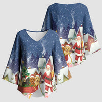 Labrador Retriever Santa Sled Christmas Kimono Sleeve Blouse Funny Xmas Holiday Patterns - Wonder Print Shop