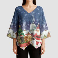 Labrador Retriever Santa Sled Christmas Kimono Sleeve Blouse Funny Xmas Holiday Patterns - Wonder Print Shop