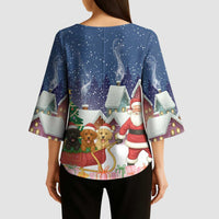 Labrador Retriever Santa Sled Christmas Kimono Sleeve Blouse Funny Xmas Holiday Patterns - Wonder Print Shop