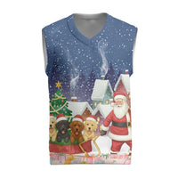 Labrador Retriever Santa Sled Christmas Knitted V-Neck Vest Funny Xmas Holiday Patterns - Wonder Print Shop