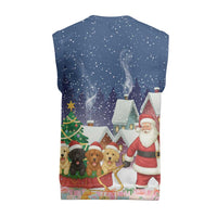 Labrador Retriever Santa Sled Christmas Knitted V-Neck Vest Funny Xmas Holiday Patterns - Wonder Print Shop