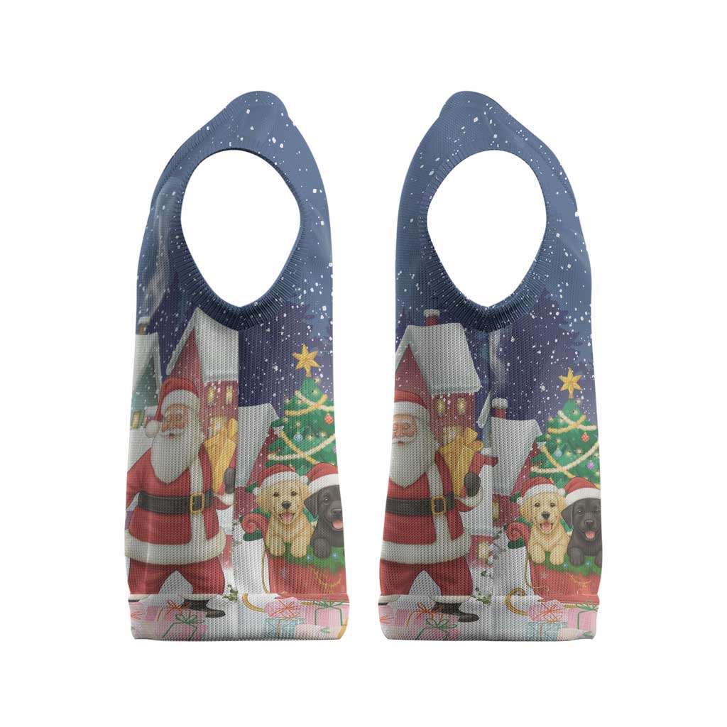 Labrador Retriever Santa Sled Christmas Knitted V-Neck Vest Funny Xmas Holiday Patterns - Wonder Print Shop