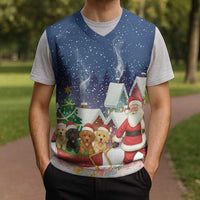 Labrador Retriever Santa Sled Christmas Knitted V-Neck Vest Funny Xmas Holiday Patterns - Wonder Print Shop