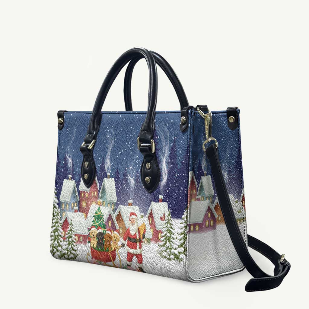 Labrador Retriever Santa Sled Christmas Leather Bag Funny Xmas Holiday Patterns - Wonder Print Shop