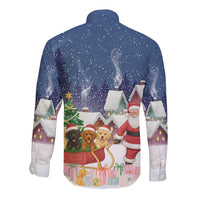 Labrador Retriever Santa Sled Christmas Long Sleeve Button Shirt Funny Xmas Holiday Patterns - Wonder Print Shop