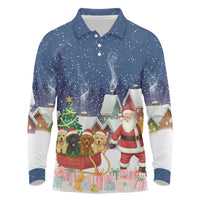 Labrador Retriever Santa Sled Christmas Long Sleeve Polo Shirt Funny Xmas Holiday Patterns - Wonder Print Shop