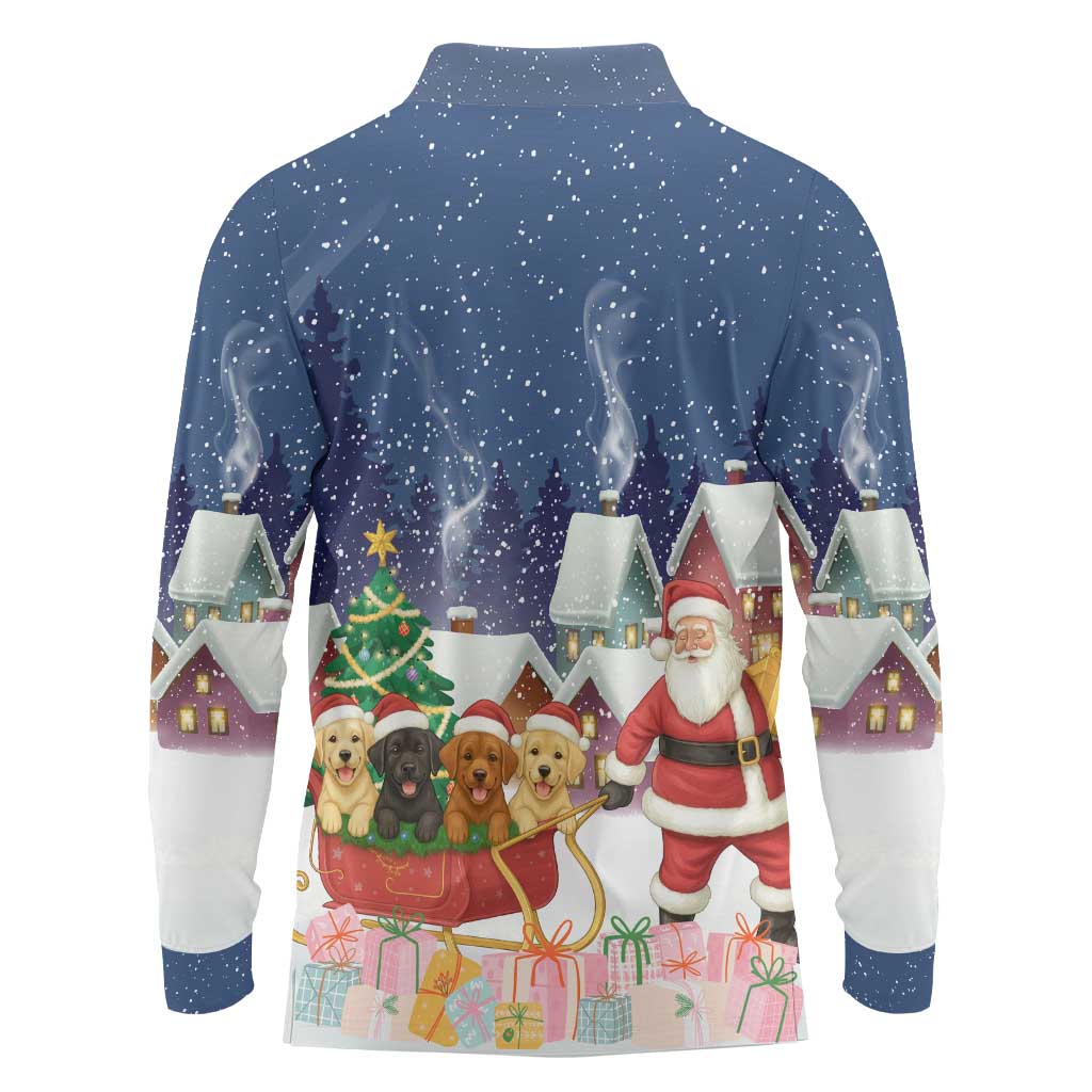 Labrador Retriever Santa Sled Christmas Long Sleeve Polo Shirt Funny Xmas Holiday Patterns - Wonder Print Shop