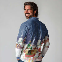 Labrador Retriever Santa Sled Christmas Long Sleeve Polo Shirt Funny Xmas Holiday Patterns - Wonder Print Shop