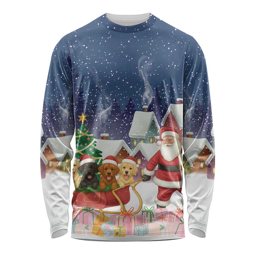 Labrador Retriever Santa Sled Christmas Long Sleeve Shirt Funny Xmas Holiday Patterns - Wonder Print Shop