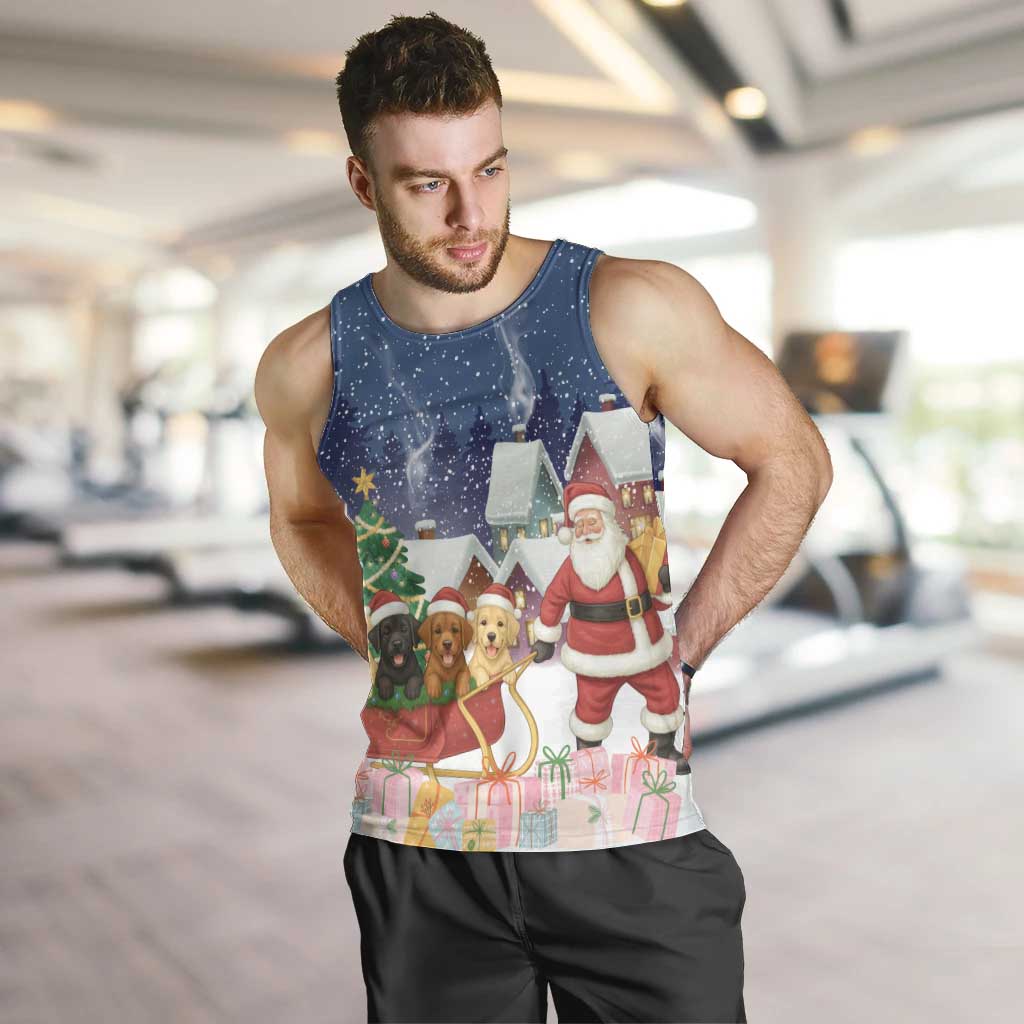 Labrador Retriever Santa Sled Christmas Men Tank Top Funny Xmas Holiday Patterns - Wonder Print Shop