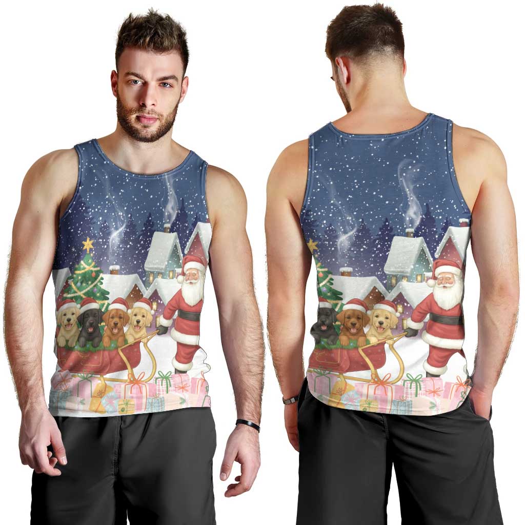 Labrador Retriever Santa Sled Christmas Men Tank Top Funny Xmas Holiday Patterns - Wonder Print Shop
