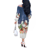 Labrador Retriever Santa Sled Christmas Off The Shoulder Long Sleeve Dress Funny Xmas Holiday Patterns - Wonder Print Shop