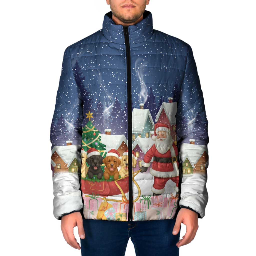 Labrador Retriever Santa Sled Christmas Padded Jacket Funny Xmas Holiday Patterns - Wonder Print Shop