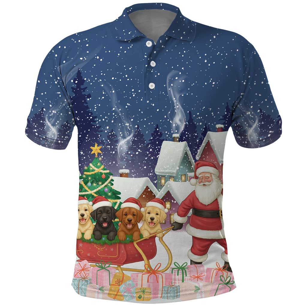Labrador Retriever Santa Sled Christmas Polo Shirt Funny Xmas Holiday Patterns - Wonder Print Shop