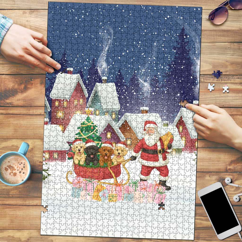 Labrador Retriever Santa Sled Christmas Puzzle Funny Xmas Holiday Patterns - Wonder Print Shop