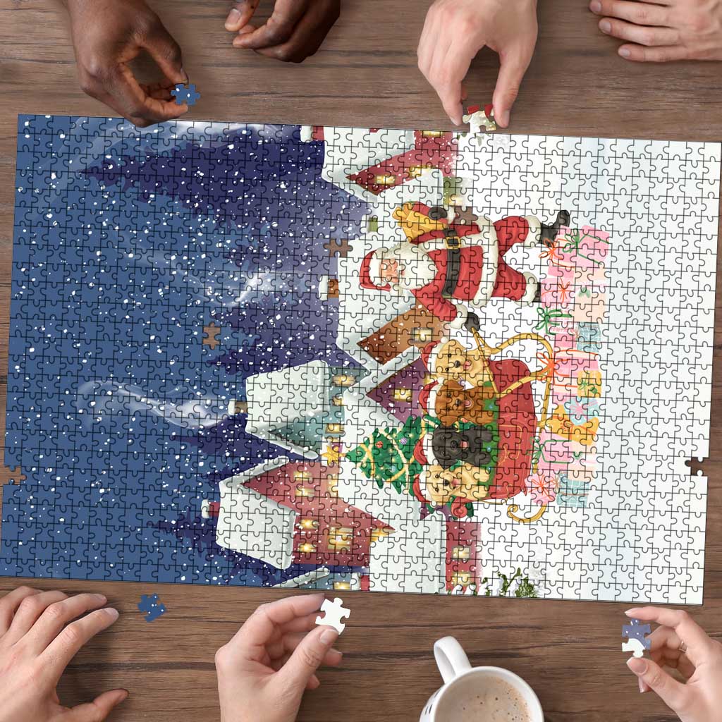 Labrador Retriever Santa Sled Christmas Puzzle Funny Xmas Holiday Patterns - Wonder Print Shop