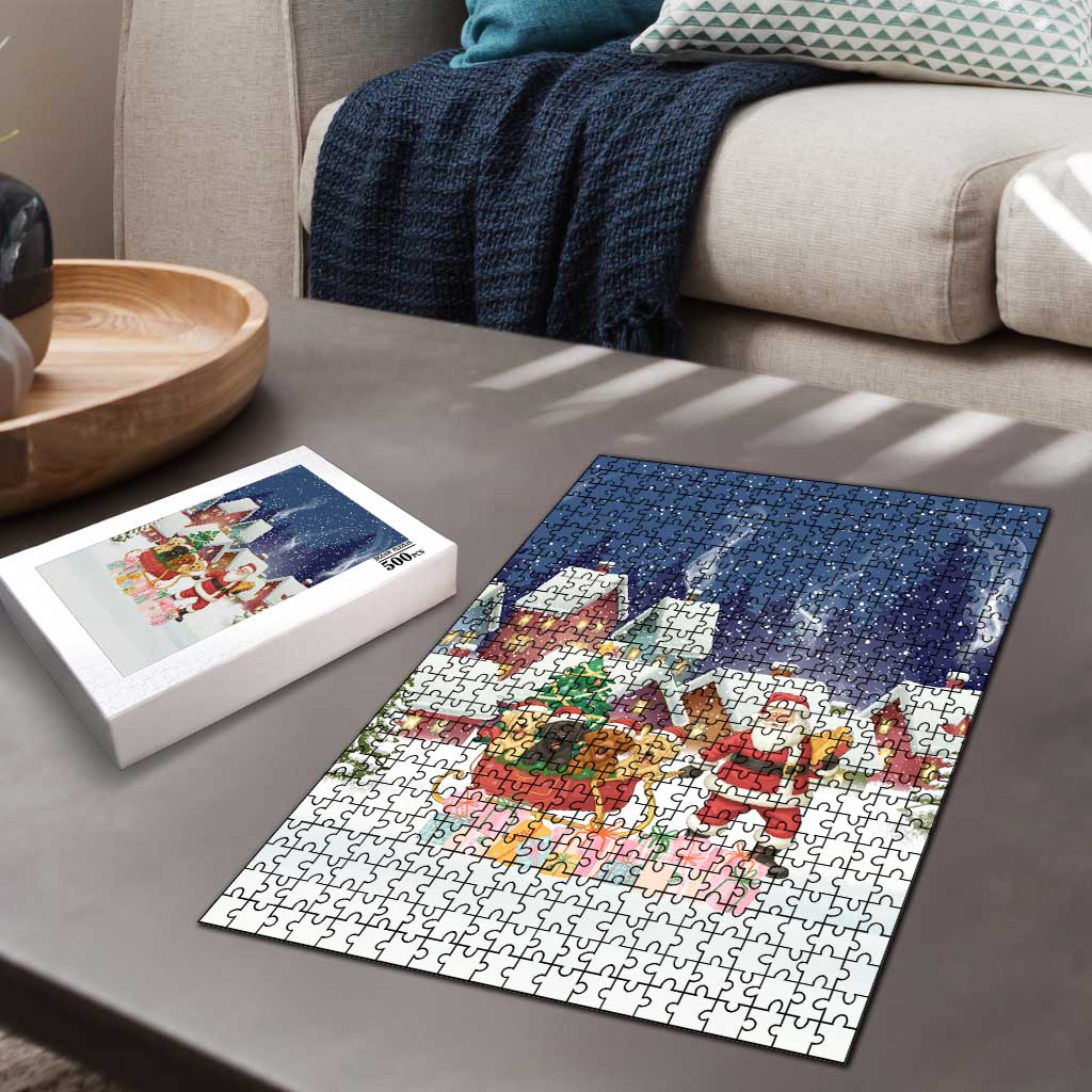 Labrador Retriever Santa Sled Christmas Puzzle Funny Xmas Holiday Patterns - Wonder Print Shop