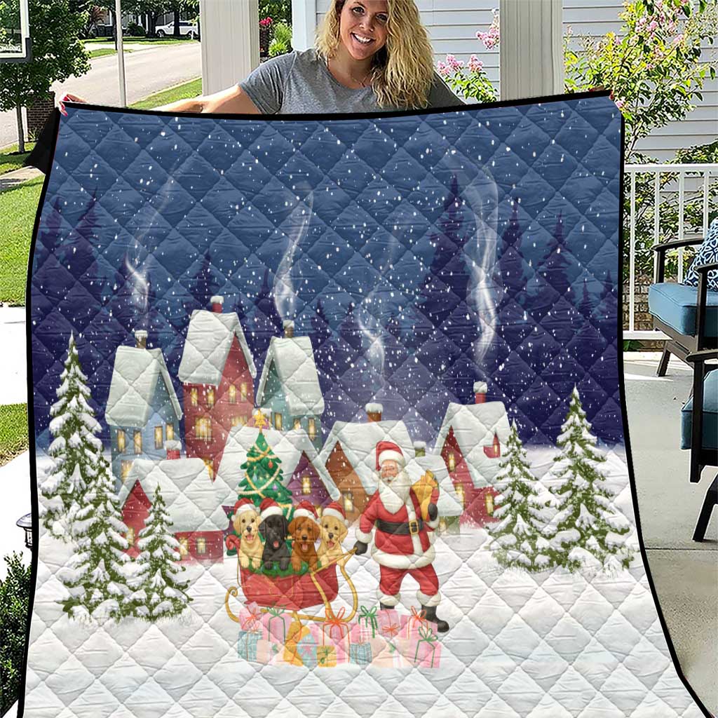 Labrador Retriever Santa Sled Christmas Quilt Funny Xmas Holiday Patterns - Wonder Print Shop