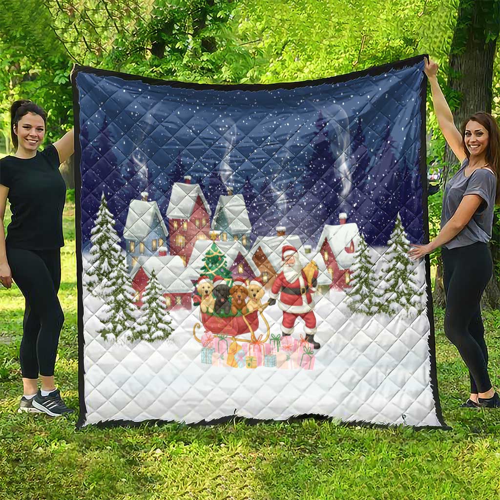 Labrador Retriever Santa Sled Christmas Quilt Funny Xmas Holiday Patterns - Wonder Print Shop
