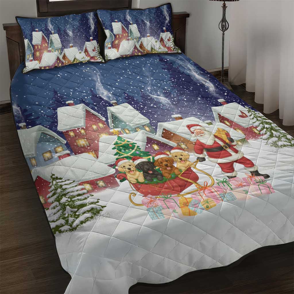 Labrador Retriever Santa Sled Christmas Quilt Bed Set Funny Xmas Holiday Patterns - Wonder Print Shop